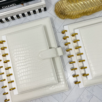 Couverture de carnet de notes de luxe en cuir de crocodile texturé, reliure à anneaux, format lettre moyen A5 A4, personnalisée