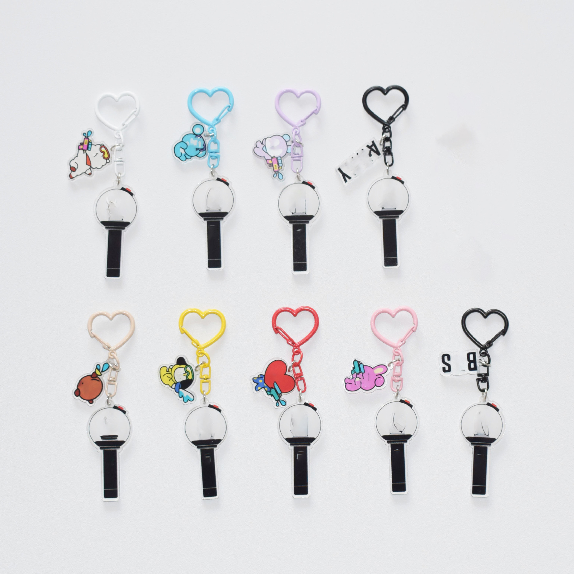 KPOP Jimin Taehyung Jungkook Light Stick Cartoon Keyring Jin Suga