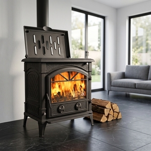 Poêle à bois en fonte de style européen moderne avec four pour chauffage intérieur, écologique - Product Image 1