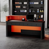 Comptoir de réception de style industriel en métal avec logo personnalisé, éclairage LED pour bar et bureau