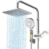Ensemble de douche thermostatique en acier inoxydable avec jet de pluie double pressurisé, perche d'extension rétractable, utilisation hôtelière, design moderne
