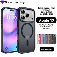 Coque de protection magnétique N52 antichoc et anti-chute effet givré de luxe pour iPhone 17 16 15 14 Pro Max