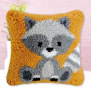 Handmade Crafts Diy Crochet Yarn Pillow Case Fox Latch Hook Cushion Kits for Adults Kids Beginner Easy