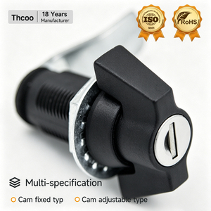 Thcoo Outdoor Cabinet Lock Cylinder <strong>Black</strong> Coated Industrial Cabinet Wing <strong>Knob</strong> Quarter Turn Cam Lock A6373 - Product Image 1