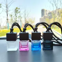 Diffuseur de parfum de luxe moderne classique en verre carré pour voiture, flacon d'aromathérapie 8ml/10ml avec bouchon à vis, vente en gros