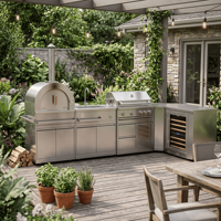 Usine directe zéro formaldéhyde armoire de cuisine extérieure en acier inoxydable couleurs froides îlot de cuisine extérieur modulaire pour l'arrière-cour