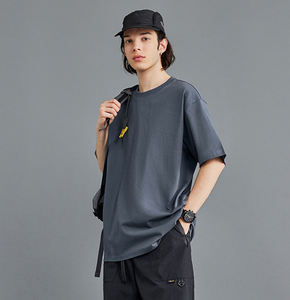 Camiseta de peso pesado 250GSM para hombre, mezcla de algodón y poliéster, camiseta informal de gran tamaño teñida Lisa para hombre - Product Image 1