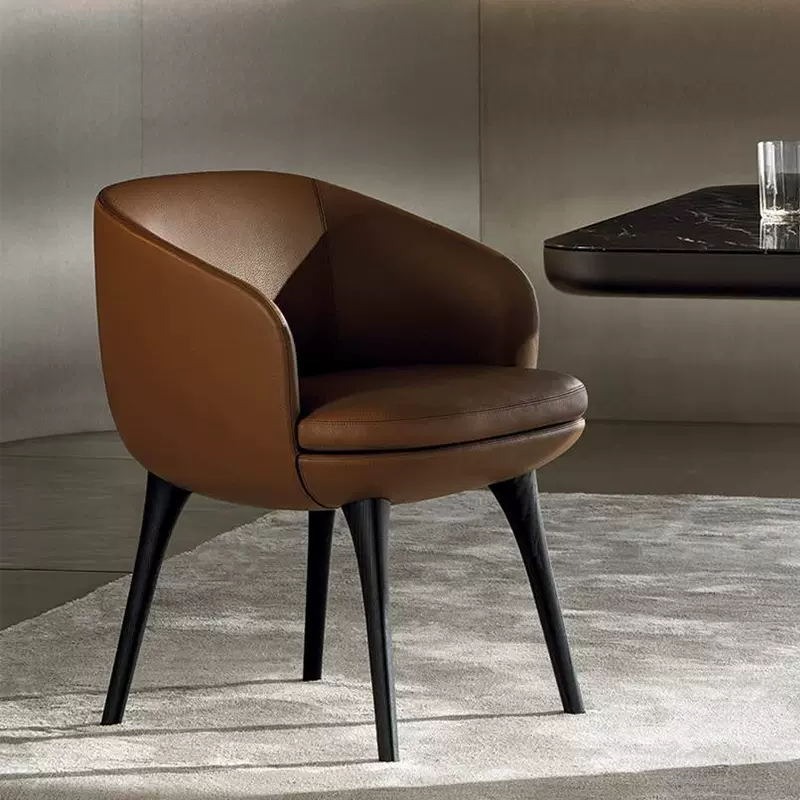 Italian Light Luxury Leisure Minimalist Armrest Solid Wood Dining Chair Bedroom Office Chair