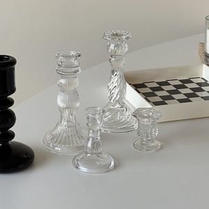 Bougeoir en verre gaufré français, style gobelet vintage, pour table à manger, décoration d'ambiance pour la maison - Product Image 2