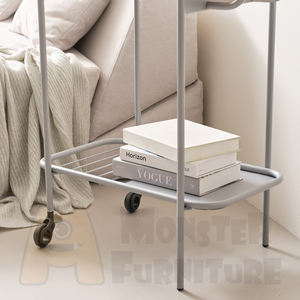Rolling Cart Kitchen Utility Cart with Casters Movable <b>Wine</b> <b>Rack</b> and Book Storage Cart Metal Serving Trolley with <b>Glass</b> Top - Product Image 6