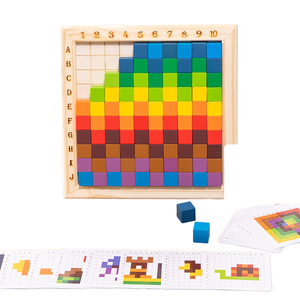 2 đến 4 tuổi cầu vồng bằng gỗ khối xây dựng <span class=keywords><strong>3D</strong></span> đếm khối Câu Đố giáo dục sớm Bộ Câu Đố dạy học được chứng nhận EN71 - Product Image 1