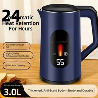 Bouilloire électrique en acier inoxydable 3L, 1500-2000W, carafe thermique, arrêt automatique, pour usage domestique