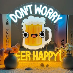Letrero de Neón 'Don't <span class=keywords><strong>Worry</strong></span>, Beer Happy', Luz de Neón LED para Bar, Luces de Cerveza para el Día del Padre, Letreros de Neón Personalizados - Product Image 1