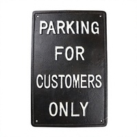 Parking pour les clients seulement panneau mural plaque d'avis personnalisée plaque en métal enduit noir prix de gros
