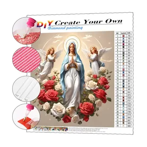 5d DIY Diamond Painting Religion Holy Mary And Roses Customizable Fairy Dust Diamond Paintings Kit