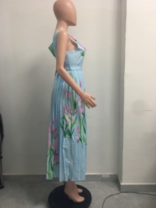 Robes plissées imprimées à col halter confortables pour femmes, tendance - Product Image 5