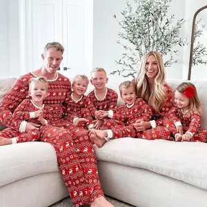 Cheap Custom Christmas Pajamas Red Xmas Christmas Pyjamas Pjs Sets Family Matching Christmas Pajamas Family for Couples