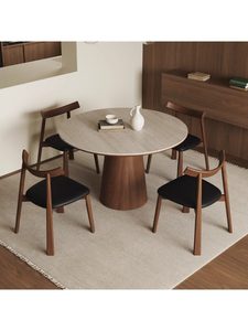 Juego de <span class=keywords><strong>Mesa</strong></span> y <span class=keywords><strong>Sillas</strong></span> Redondas de Piedra MYUZ 2026, Superventas, Madera Sólida Color Nogal, para Hogar, Balcón, Oficina, Reuniones, Pequeño Espacio de Ocio - Product Image 4
