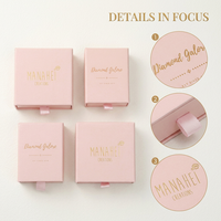 Boîte à bijoux personnalisée avec logo sur mesure, OEM, dorure à chaud, ruban satiné rose et blanc, emballage pour bagues en velours, directement de l'usine