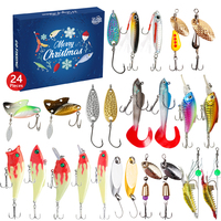 24 pièces de leurres de pêche pour cadeaux de Noël, Isca, leurres artificiels, spinner bait, minnow, popper, VIB, spoon, pencil lure pour la pêche au black-bass et à la truite