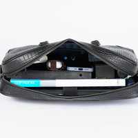 SCHLATUM porte-documents en cuir véritable imprimé crocodile de haute qualité OEM ODM Logo personnalisé pour hommes noir bureau affaires sacoche pour ordinateur portable