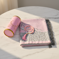 Tapis de prière musulman fait main à motifs floraux, chapelet, élégante boîte cadeau ovale, Janamaz Sajadah, ensemble de cadeaux islamiques doux, tapis de prière, coffret cadeau