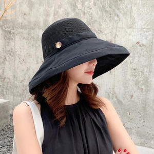 Chapeau de soleil en maille d'été personnalisé avec logo, protection UV, large bord, pliable, chapeau de plage pour femmes - Product Image 1