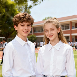 NEW <span class=keywords><strong>HOPE</strong></span> Kinder Unisex Individuelles Logo Anti-Pilling Hochwertiges Weißes Hemd-Schuluniform-Oberteil-Ganzjährig Langärmliges Baumwollhemd - Product Image 5
