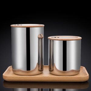 BAMBUS - Réservoir de stockage de grains de café en acier inoxydable de luxe personnalisé avec couvercle en <span class=keywords><strong>bambou</strong></span> et en bois et cuillère en acier inoxydable, scellé sous vide - Product Image 4