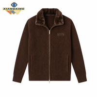 Cardigan en laine et nylon tricoté pour homme, personnalisé ODM/OEM, avec fermeture éclair intégrale, bordure en fourrure, épais, respirant, vêtement d'extérieur pour l'hiver