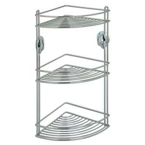 Mobiletto angolare in acciaio cromato 20x20x46 cm con 3 ripiani, mensole da bagno con adesivo - Product Image 2