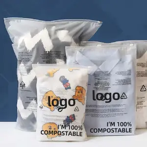 Custom Logo Printed Compostable Pouch Custom Logo Printed Frosted Biodegradable Zip Lock Zipper Plastic Bags