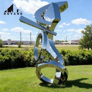 Sculpture moderne abstraite <span class=keywords><strong>en</strong></span> acier inoxydable <span class=keywords><strong>pour</strong></span> la décoration de villas et de parcs, <span class=keywords><strong>fontaine</strong></span> de jardin extérieure avec base <span class=keywords><strong>en</strong></span> <span class=keywords><strong>pierre</strong></span> noire polie - Product Image 3
