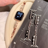 Strap Jam Tangan Logam Upro Charming Luxury Glitter Diamond Star untuk Apple Watch Seri 9 8 7 6 SE 4 5 45/44/42mm, Gelang Tipis Wanita