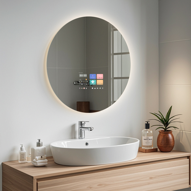 2025 New Smart Bluetooth LED Mirror with Premium Speakers Smart Wifi Mirror Android APK Spotify Touchscreen Bathroom Mirror