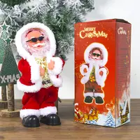 קישוטי חג המולד חשמלי סנטה קלאוס בובת אוטומטי כובע off חג המולד מוסיקה קשישים ילדים מתנות