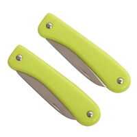 Mini couteau de cuisine pliable écologique en acier inoxydable avec manche en plastique vert pour fruits, légumes et viandes
