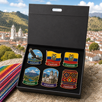 Lot de cadeaux personnalisés en gros sur le thème de l'Équateur : Épingles en émail, boîte cadeau, épingles de revers drapeau Condor et poncho indigène, badges souvenirs touristiques