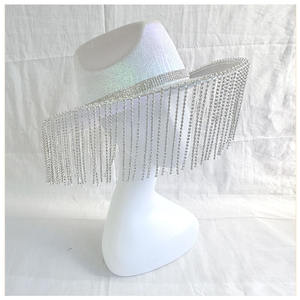 Chapeau de <span class=keywords><strong>Cowboy</strong></span> de fête pour femmes chapeau de Cowgirl avec plume rose strass gland bord taille adulte casquette de <span class=keywords><strong>Cowboy</strong></span> pour Costume de fête de rencontres - Product Image 2