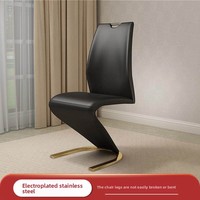 Chaise de salle à manger nordique en acier inoxydable et cuir, style luxe léger, pour restaurant et maison, chaise moderne simple avec dossier, pour coiffeuse et maquillage