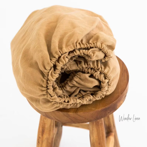 Mauve Taupe Stonewashed 100% Linen Queen Fitted <b>Sheet</b> Set Custom <b>Size</b> <b>King</b> Bedding with Soft Linen Fabric Material for Hotels - Product Image 1