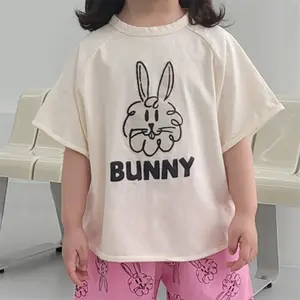 Kaus anak-anak Musim Panas stok tersedia logo cetak kartun kaus lengan pendek kasual imut untuk bayi