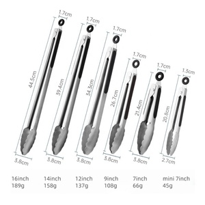 Pinzas de <span class=keywords><strong>cocina</strong></span> de <span class=keywords><strong>silicona</strong></span> de acero inoxidable de alta resistencia, utensilios para servir con bloqueo resistente al calor, agarre antideslizante para comida, ensalada, barbacoa - Product Image 3