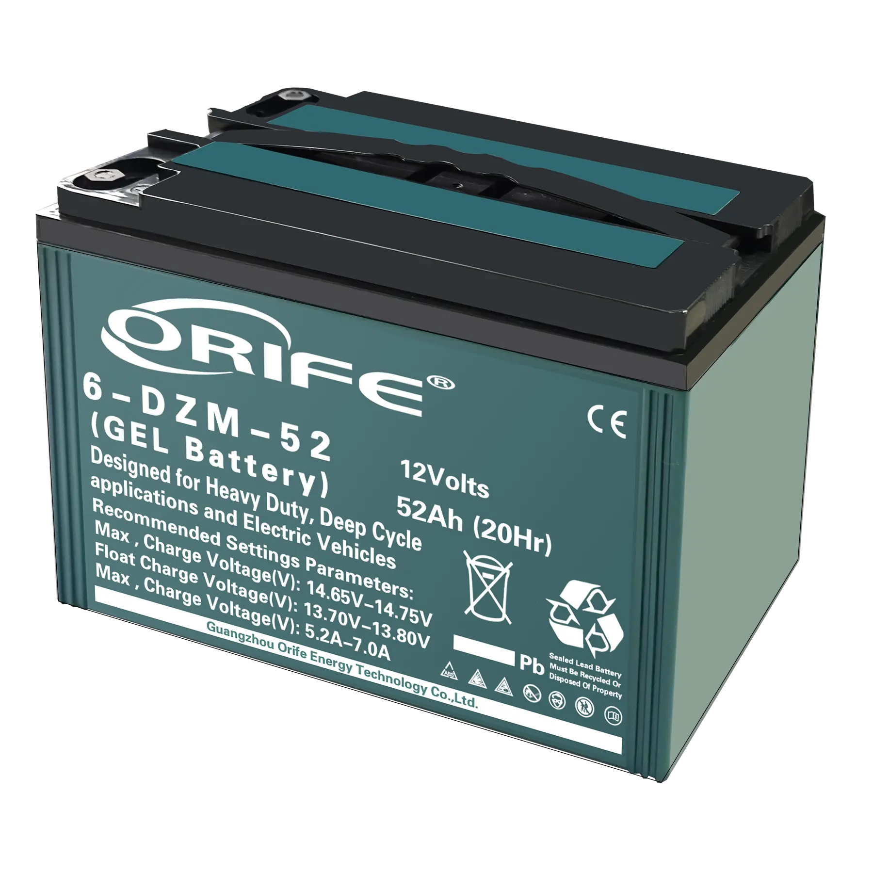 Orife OEM/ODM 6-DZM-52 12v 24v 36v 48v 60v 72v ebike traction sealed battery for e-scooter 3 wheel electric