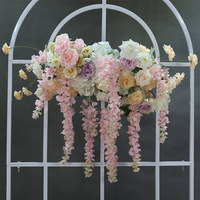 Guirlande florale artificielle élégante en glycine, couleurs violet, rose, blanc, rouge, bleu, fleurs flottantes pour la décoration d'arche de mariage