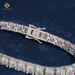 ZUANFA JEWELRY Moissanite 925 Silver Popular GRA Certified Asscher Cut 5*5MM Tennis <b>Bracelet</b> - Product Image 2