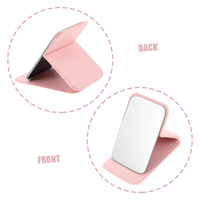 Cadeau idéal, miroir cosmétique LED de poche en cuir PU de haute qualité, logo personnalisé, voyage, portable, mini, grossissant, pliable, personnalisé