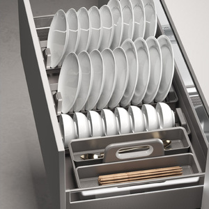 Cooper Built-In <b>Kitchen</b> Drawer Dish Rack Aluminum Alloy Square Pull-Out Design Minimalist for Dish and Bowl <b>Storage</b> - Product Image 1