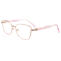 Bingkai Kacamata Optik Metal V87026 Wanita Model Mata Kucing Bingkai Kacamata Fashion Asetat Grosir Armazones De Lentes