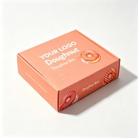 Cajas de Papel para Donuts con Logotipo Personalizado, Material Reciclable, Venta al por Mayor, Empaque Reciclable para Galletas, Caja para Llevar Donuts para Tiendas